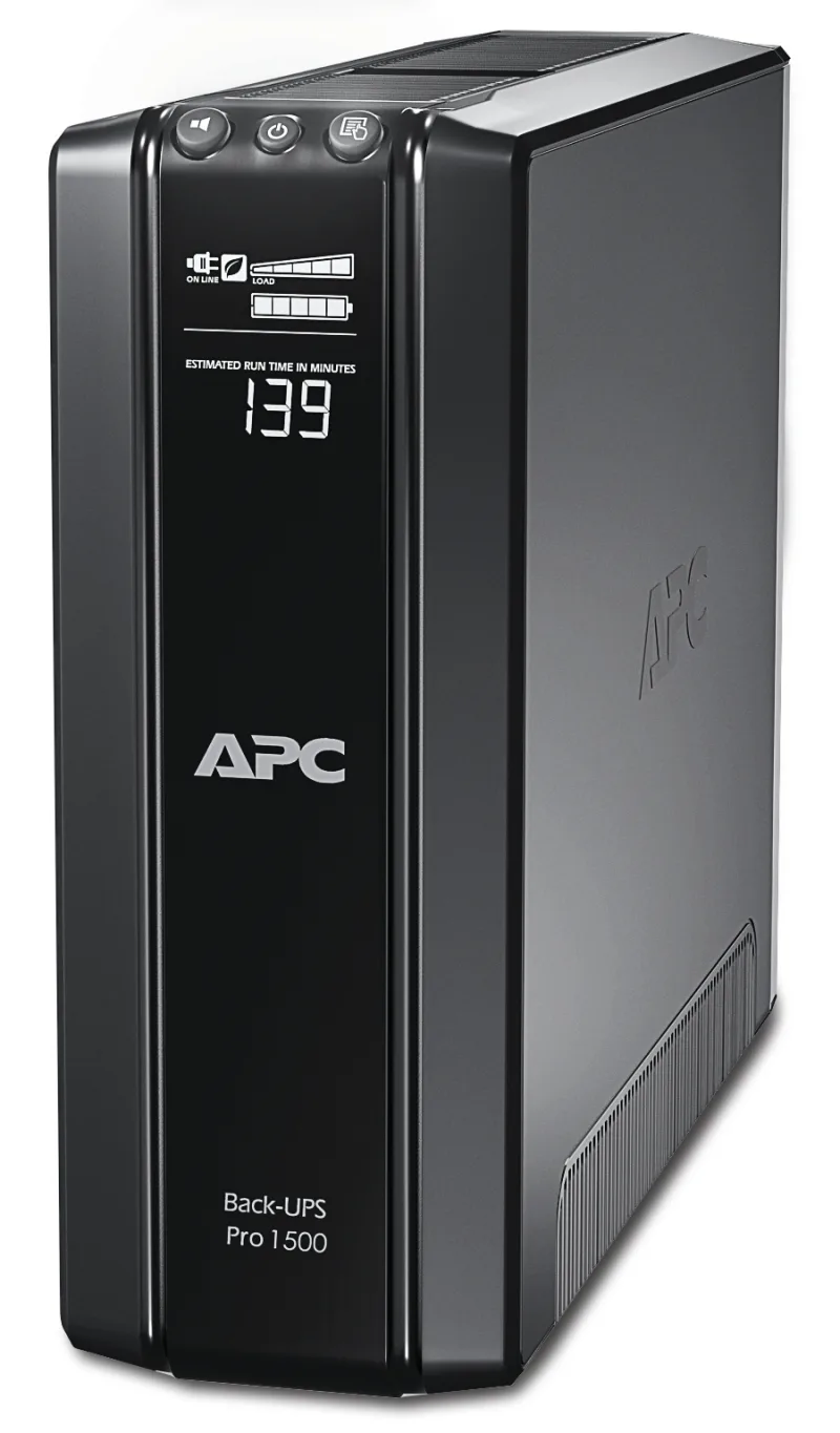 UPS APC, " Back-UPS RS", Line Int. cu management, tower, 1500VA/865W, AVR, IEC x 10, 1 x baterie APCRBC124, display LCD, back-up 11 - 20 min., "BR1500GI" (timbru verde 11 lei)