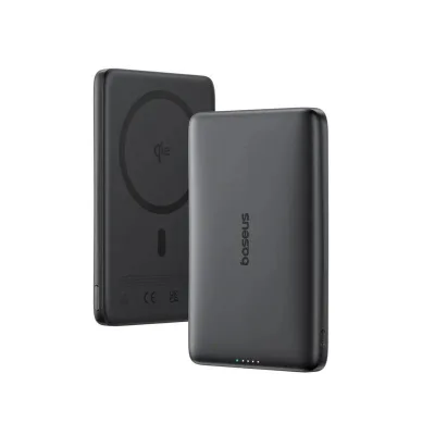 POWER BANK Baseus PicoGo AM41 Ultra-Slim Qi2 Magnetic Wireless, capacitate 10000mAh 27W, 1 x USB Type-C, include cablu USB Type-C la USB Type-C 30cm, negru "E0027201" (timbru verde 0.98 lei) - 6932172691707