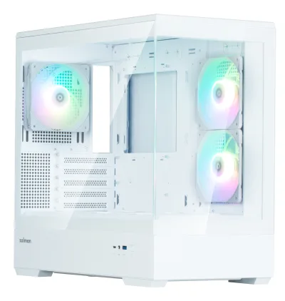 CARCASA Zalman "P30 v2", mini tower, gaming, fara sursa, suporta 9xfan, 3xfan inclus, PSU shroud, USB Type-C x 1, USB 3.1 gen1 x 1, audio+mic, 5 sloturi expansiune, alb, "P30 White V2" (timbru verde 0.24lei)