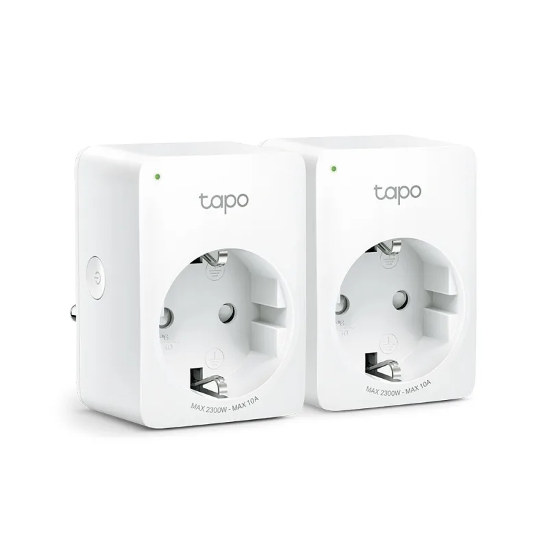 PRIZA inteligenta TP-LINK, Schuko x 1, conectare prin Schuko (T), 10 A, programare prin smartphone, Bluetooth, WiFi, alb "Tapo P100(2-pack)" (timbru verde 0.18 lei)