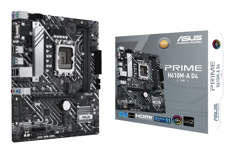PLACA de BAZA Asus "PRIME H610M-A D4-CSM", skt LGA 1700, mATX, Intel H610, 2 x DDR4, max. 64 GB, 4 x SATA, 2 x M.2, 7.1, "PRIME H610M-A D4-CSM"