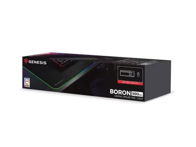 Mousepad Genesis Boron 500 XXL, iluminare RGB, material cauciuc + textil, dimensiuni 800x400x4 mm, negru