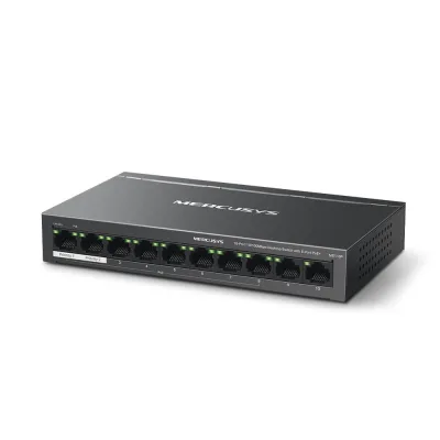 MERCUSYS DESKTOP SWITCH 10PORT MS110P POE, Interfata:  10× 10/100 Mbps, Standarde si protocoale:  IEEE 802.3x Flow Control, Dimensiuni:  171*98* 27 mm, Porturi POE: 1-8, Buget POE: 65W.