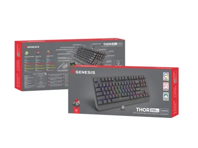Tastatura Mecanica Gaming Genesis Thor 230 TKL, RGB, Wireless, Negru