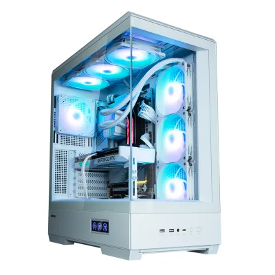 CARCASA Zalman "P50 DS", middle tower, gaming, fara sursa, suporta 10xfan, 4xfan inclus, PSU shroud, afisaj electronic, USB Type-C x 1, USB 3.1 gen1 x 2, audio+mic, 7 sloturi expansiune, alb, "P50 DS White" (timbru verde 0.32lei)