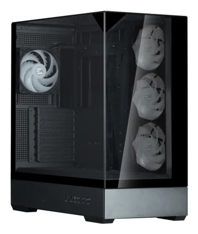 CARCASA Zalman "P40 Prism Plus", middle tower, gaming, fara sursa, suporta 9xfan, 4xfan inclus, PSU shroud, afisaj electronic, USB Type-C x 1, USB 3.1 gen1 x 2, audio+mic, 7 sloturi expansiune, negru, "P40 Prism Plus Black" (timbru verde 0.32lei)