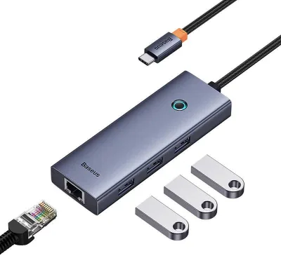 Docking station Baseus UltraJoy 4 in 1, USB Type-C, Gri, 2 ani Garantie