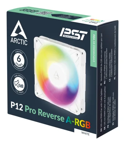 Ventilator Arctic "P12 Pro Reverse A-RGB (White)", 120mm, 500 - 3000 RPM, FDB, 73 cfm, 4-Pin Fan Plug + 4-Pin/3-Pin A-RGB Plug + 3-Pin Socket, alb, "ACFAN00325A" (timbru verde 0.18lei)