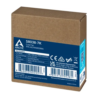 VENTILATOR carcasa Arctic, 80mm, 7000 rpm, dual-bearing, PWM regulated "ACFAN00288A"