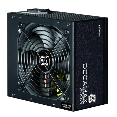 SURSA Zalman "Decamax 600", 600W, certificare 80 Plus, active PFC, fan 120mm, negru, "ZM600-LX3" (timbru verde 2 lei)