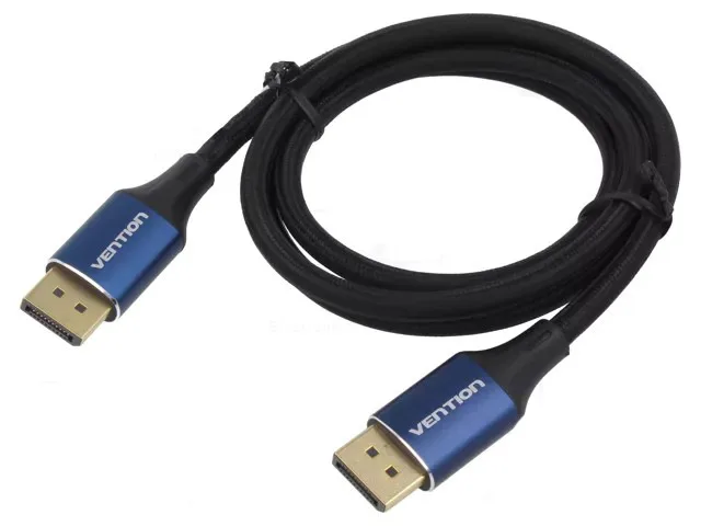 Cablu video Vention, DisplayPort(T) la DisplayPort(T), 2m, rezolutie 8K la 60Hz/4K la 120Hz, PVC, negru, "HCELH" (timbru verde 0.08 lei) - 6922794765306