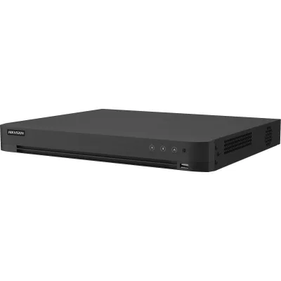 DVR Hikvision 32 canale IDS-7232HQHI-M2/XT, compresie video: H.265 Pro+/H.265 Pro/H.265/H.264+/H.264, BNC interface (1.0 Vp-p, 75 Ω), pana la 40 canale IP camera inputs, fiecare canal pana la 6MP, pana la 24* 1080P@30fps decoding ability, 5 signals
