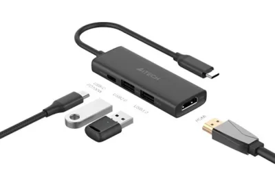 Hub USB A4TECH DST-40C USB-C, 4 porturi, HDMI, Gri