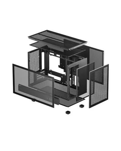 CARCASA DeepCool "CH260", mini tower, gaming, fara sursa, suporta 6xfan, , PSU shroud, USB Type-C x 1, USB 3.1 gen1 x 2, audio+mic, 4 sloturi expansiune, negru, #R-CH260-BKNGM0-G-1"