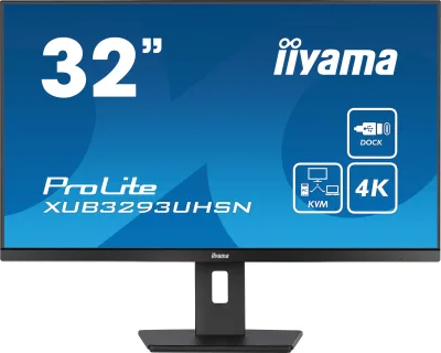 Iiyama ProLite XUB3293UHSN-B5LED monitor 32" (31.5" viewable) 3840 x 2160 4K @ 60 Hz IPS 350 cd/m2 1000:1 4 ms HDMI DisplayPort USB-C speakers matte black "XUB3293UHSN-B5" (timbru verde 7 lei)