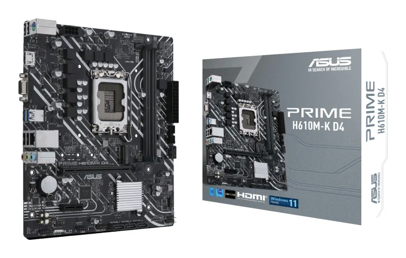PLACA de BAZA Asus "PRIME H610M-K D4", skt LGA 1700, mATX, Intel H610, 2 x DDR4, max. 64 GB, 4 x SATA, 1 x M.2, 7.1, "PRIME H610M-K D4"