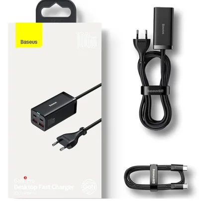 INCARCATOR retea Baseus GaN3 Pro, Quick Charge 100W, 2 x USB, 2 x USB Type-C, negru "CCGP000101" (timbru verde 0.18 lei) - 6953156209053