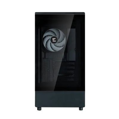 CARCASA Zalman "P10", mini tower, gaming, fara sursa, suporta 7xfan, 1xfan inclus, USB 3.1 gen1 x 1, USB Type-C, audio+mic, 5 sloturi expansiune, negru, "P10 Black" (timbru verde 0.08lei)