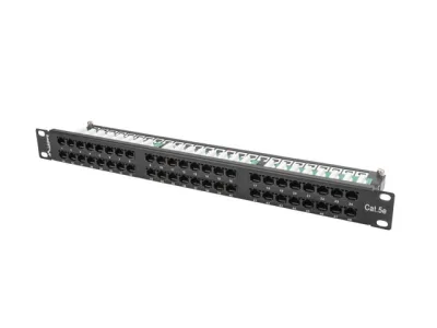 Patch panel 48 porturi 1U 19" Cat.5e UTP negru