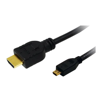CABLU video LOGILINK, micro(D) HDMI (T) la HDMI (T) 1.4, 2m, conectori auriti, rezolutie maxima 4K (3840 x 2160) la 30 Hz, plastic, dublu ecranaj, negru, "CH0032" (timbru verde 0.18 lei)
