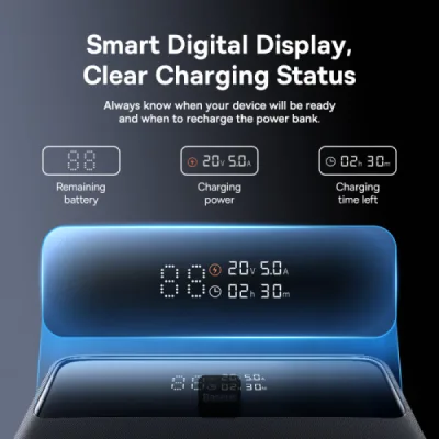 POWER BANK Baseus Blade H1, 20000mAh, PD 100W, ultra thin, 2 x USB; 2 x USB Type-C, display digital pt. status baterie, total 5A, include cablu USB Type-C la USB Type-C, negru, "P10021604123-00" (timbru verde 0.98 lei) - 6932172682446
