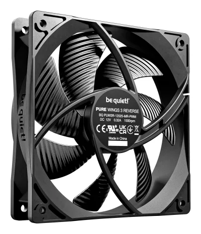 Set 3 ventilatoare be quiet "PURE WINGS 3 reverse", 120mm, 1500 RPM max, Rifle Bearing, 80 cfm, 4pin PWM, negru, "BL137" (timbru verde 0.54lei) -