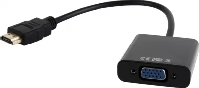 CABLU video GEMBIRD, splitter HDMI(T) la VGA(M)+Jack 3.5mm(T), 15cm, rez max Full HD la 60Hz, converteste semnal digital HDMI in analog VGA+3.5 mm jack,negru, "A-HDMI-VGA-03" (timbru verde 0.08 lei)