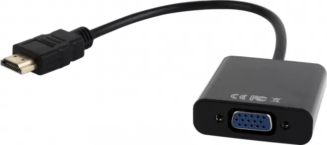 CABLU video GEMBIRD, splitter HDMI(T) la VGA(M)+Jack 3.5mm(T), 15cm, rez max Full HD la 60Hz, converteste semnal digital HDMI in analog VGA+3.5 mm jack,negru, "A-HDMI-VGA-03" (timbru verde 0.08 lei)