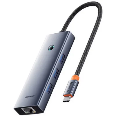 HUB extern Baseus UltraJoy 4 in 1, input USB, output USB Type-C, USB3.0 x 4, lungime cablu 50 cm, gri "B0005280B811-01" (timbru verde 0.18 lei) - 6932172653262
