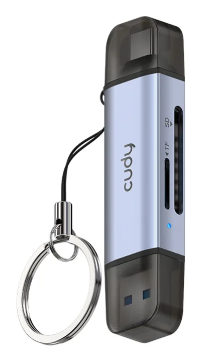 Card reader Cudy 2 in 1 USB 3.0, 1× USB-C 3.2 Gen 1 Male Connector, 1× USB-A 3.2 Gen 1 Male Connector
