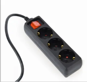 PRELUNGITOR GEMBIRD, Schuko x 3, conectare prin IEC C14 (T), cablu 0.6 m, 10 A, protectie copii, negru, "EG-PSU3-01" (timbru verde 0.18 lei)