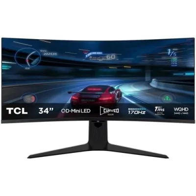 Monitor Consumer TCL 34R83Q, 34", 3440 x 1440 pixeli, Negru-Alb, 2 ani Garantie