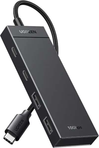 HUB extern Ugreen, "CM416" porturi USB: USB 3.1 x 2, USB Type-C x 2, conectare prin USB Type-C, material ABS, lungime 25 cm, negru, "35583" (timbru verde 0.8 lei) - 6941876235834