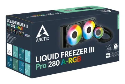 COOLER Arctic "Liquid Freezer III Pro 280 A-RGB", skt. LGA1851, LGA 1700, AM4, AM5, racire cu lichid, 2 x 140mm P14 Pro ARGB, 800 - 2800 RPM, ARGB, negru "ACFRE00183A" (timbru verde 2.00 lei)