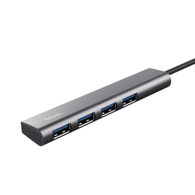 Hub USB Trust Halyx USB-A, 4 porturi, Argintiu