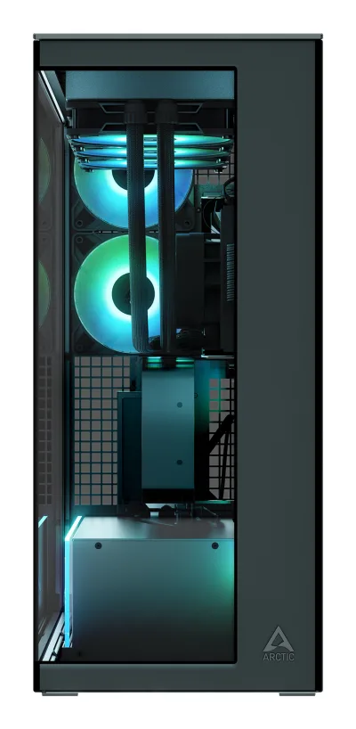 CARCASA Arctic "Xtender Mirror BK VG", mid tower, max 8xfan, 3xP14 ProR ARGB si 2xP12Pro ARGB instalate, PSU shroud 24 LED ARGB, USB-C x 1, USB 3.2 x 2, audio+mic, 7 sloturi expans, negru, "ACPCC00019A" (timbru verde 0.4lei)