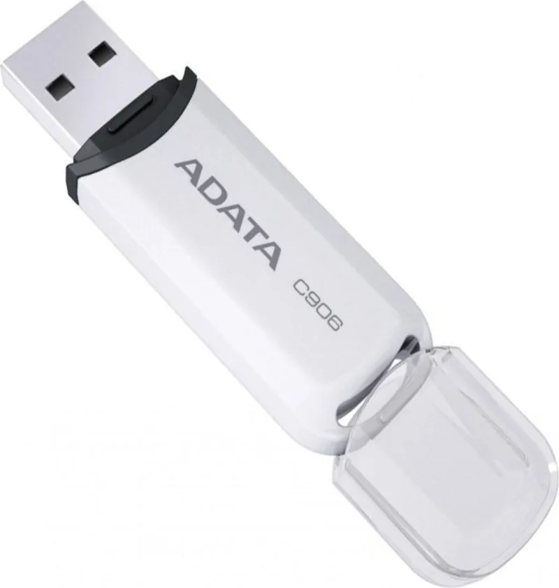 MEMORIE USB 2.0 ADATA 32 GB, cu capac, carcasa plastic, alb, "AC906-32G-RWH" (timbru verde 0.03 lei)