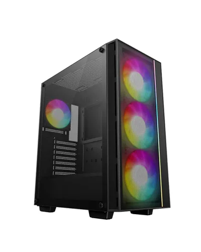 CARCASA DeepCool "MATREXX55", middle tower,gaming, fara sursa,suporta 8xfan,4xfan inclus, USB 3.1 gen1 x 1, USB-C, audio+mic,7 sloturi expansiune,negru "R-MATREXX55-BCAGA4-G-4" (timbru verde 0.32lei)