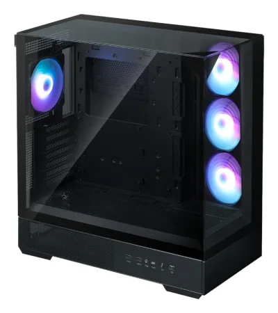 CARCASA Zalman "P40 Prism Plus", middle tower, gaming, fara sursa, suporta 9xfan, 4xfan inclus, PSU shroud, afisaj electronic, USB Type-C x 1, USB 3.1 gen1 x 2, audio+mic, 7 sloturi expansiune, negru, "P40 Prism Plus Black" (timbru verde 0.32lei)