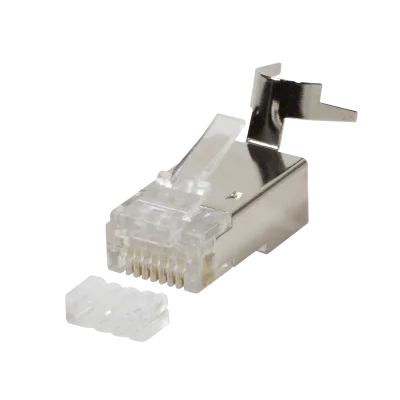 Mufa RJ45 FTP cat. 6, 6A, 7, 7A, 8, 22AWG - 24AWG, 50 microni cu ghidaj pentru fir de maxim 8mm (10 buc) - EMTEX "EMT-MP8-FTP"