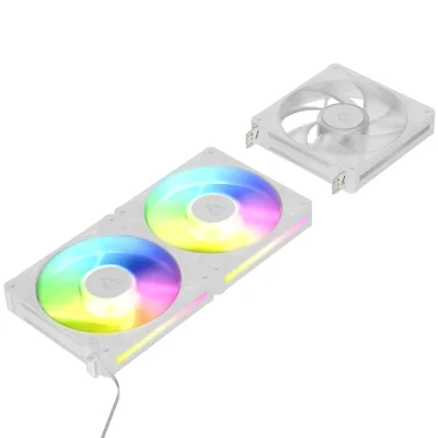Set 3 ventilatoare Arctic "BioniX P14 A-RGB Wh", 140mm, 450 - 3000 RPM, FDB, 76 cfm, 4-Pin PWM | 3-pin ARGB, alb, "ACFAN00342A" (timbru verde 0.54lei)