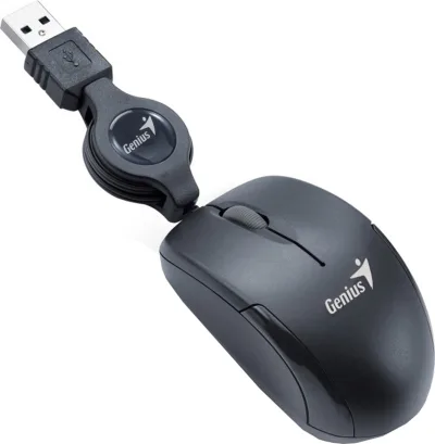 MOUSE Genius, "Micro Traveler V2", PC sau NB, cu fir, USB, optic, 1200 dpi, butoane/scroll 3/1, , negru, "31010125100" (timbru verde 0.18 lei)