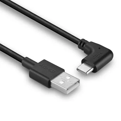 Cablu Lindy USB 2.0 Type A la USB-C 90 grade, 1m, Negru