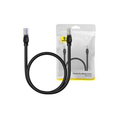 PATCH CORD UTP Baseus Cat5, fire din cupru, round cable, viteza maxima 1 Gbps, PVC, 1m, negru "B00133206111-01" (timbru verde 0.08 lei) - 6932172637040