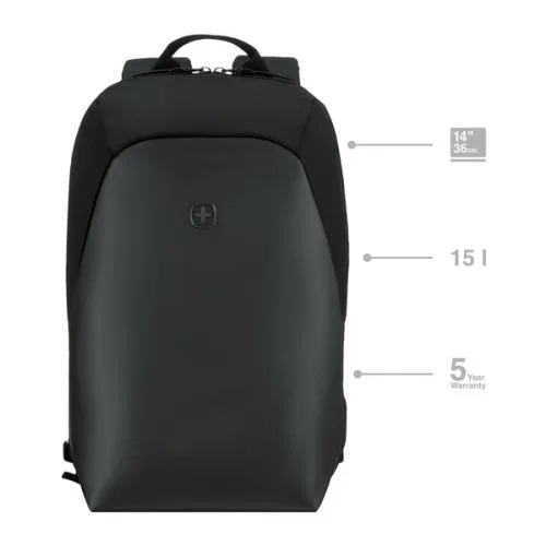 Wenger, UrbanOne, UrbanOne Light Backpack, 14" Laptop Backpack, Black "653891"
