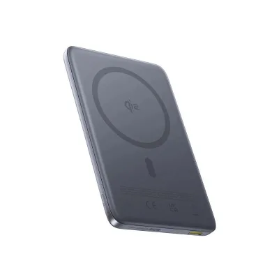 POWER BANK Baseus PicoGo AM41 Ultra-Slim, 10000mAh, 27W, prindere magnetica incarcare wireless Qi2, 15W, 1 x USB Type-C, include cablu USB Type-C la USB Type-C 30cm, gri, "E0027200" (timbru verde 0.98 lei) - 6932172691424