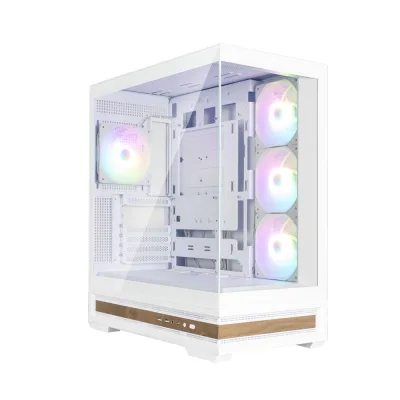 CARCASA Zalman "P40 NAMU", middle tower, gaming, fara sursa, suporta 10xfan, 4xfan inclus, PSU shroud, afisaj electronic, USB Type-C x 1, USB 3.1 gen1 x 2, audio+mic, 7 sloturi expansiune, alb, "P40 NAMU White" (timbru verde 0.32lei)