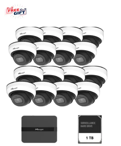 Kit supraveghere video Milesight 16 camere Dome MS-C2973-PD + 1 NVR  MS- N5016-PE
