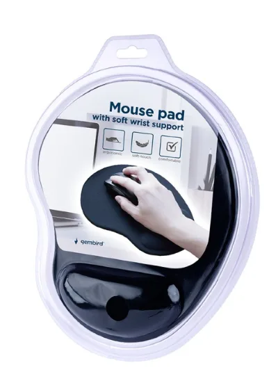 MousePAD GEMBIRD, cauciuc si material textil, 240 x 200 x 4 mm, suport ergonomic, negru, "MP-ERGO-01"