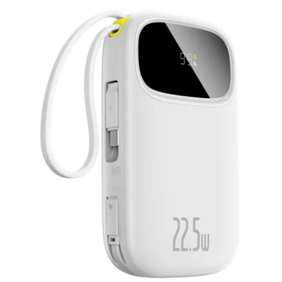 POWER BANK Baseus Qpow3, 20000mAh, 22.5W, 1 x USB, cablu integrat USB Type-C, cablu integrat Iphone Lightning, alb, "P10082107213-00" (timbru verde 0.98 lei) - 6932172691189